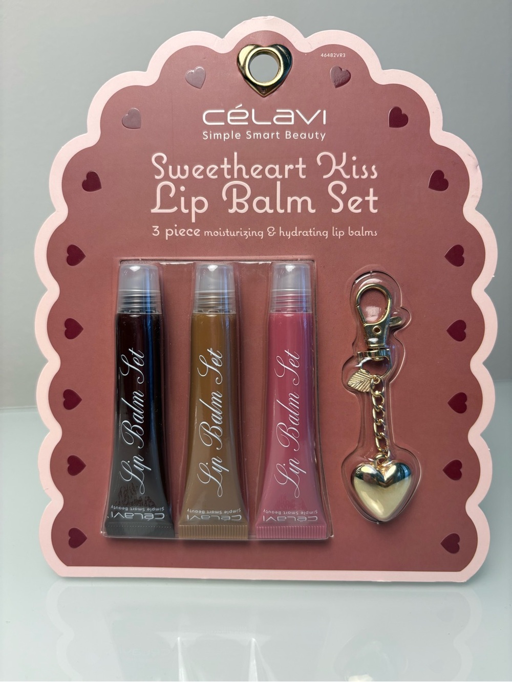 CÉLAVI Sweetheart Kiss Lip Balm Set – 3 Piece Gift Set + Heart Keychain 💕✨